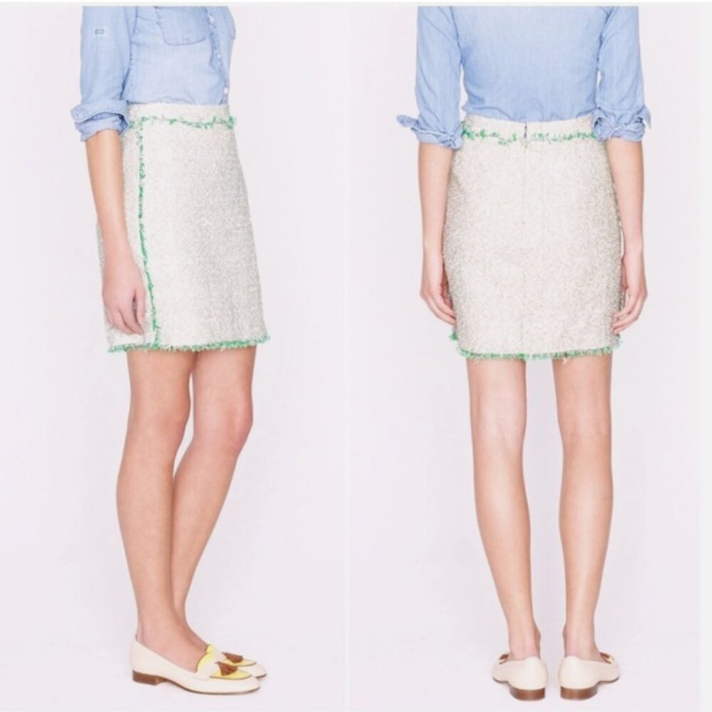 J. Crew Cream Glimmer Tweed Metallic Mini Skirt